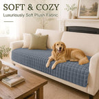 Smiry Velvet Couch Cover for Dogs, Non Slip Soft Sofa Protector for Pets | Washable Sofa Cover for Cats, Cozy Furniture Protector Against Pet Hair, Scratches, Fits Sectional Sofa(Grey, 36"x82.7")