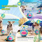 Interactive Moving Dog Toy, Automatic Bouncing Dog Toy with Rouncing Ball, Squeaky Plush Electronic Dog Toy for Small Medium Large Dogs, Vibrating Music Recording Mode to Keep Them Busy (Lanternfish)