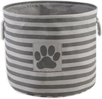 Bone Dry Pet Storage Collection Striped Paw Patch Bin, Large Round, Gray