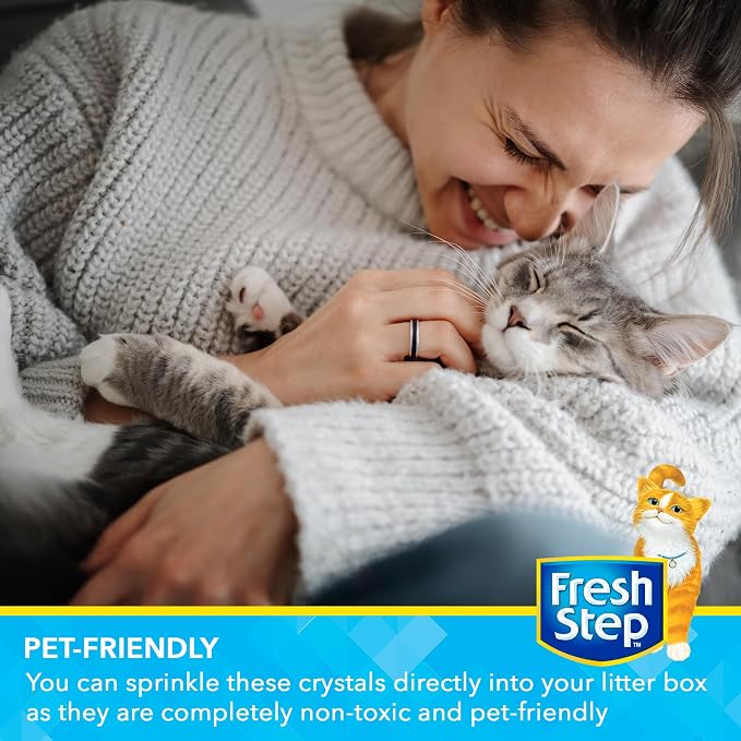 Fresh Step Cat Litter Crystals Deodorizer, Non Toxic Odor Neutralizing Crystals for Litter Boxes that Help Control Smells and Keep Home Areas Fresh, Fresh Scent, 30 Ounce | Non-toxic crystals neutralize odor at the source in any litter box, keeps home ...