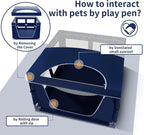 Dog Kitten Playpen with Play Pen Cover for Cat Indoor, 41 x41 x25.5 Puppy Playpen for Small Pet with See-Through Topper Proof Enclosed Door Dog Pen, Sturdy Warm Protable Play Pen for Cat