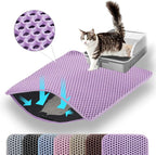Extra Large Cat Litter Mat, Double Layer Honeycomb Design | 30x22”, Reduces Litter Tracking, Easy to Clean, Waterproof, Non-Slip, Soft on Paws, Scratch Resistant, Purple, XL