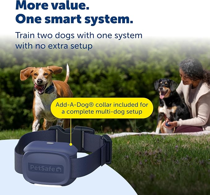 PetSafe Core Dog Trainer with Remote and Add-A-Dog Collar Waterproof Training Collar 1000-Foot Range Tone, Vibration and 15 Levels of Static Built-in LED Light