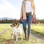 TwoEar 4FT 1IN Strong Rose Dog Leash with 2 Padded Handles, Traffic Handle Extra Control, Comfortable Soft Dual Handle, Auto Lock Hook, Reflective Walking Lead for Small Medium and Large Dogs