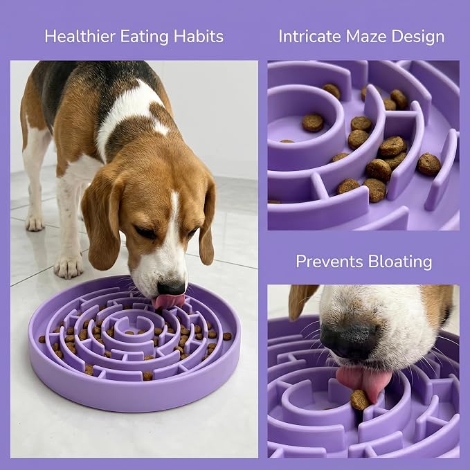 Dog Cat Lick Mat and Slow Feeder Bowl Set, Thickened Food Grade Silicone with Strong Suction Cups, Anxiety Relief Calming Lick Pad for Bathing Grooming Training
