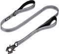 GEIT 4/5/6FT Heavy Duty Dog Leash with 2 Comfortable Padded Handles, Reflective Rope Leashes with Quick Release/Locking Tactical Frog Clip for Small Medium and Large Dogs, Grey