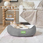 Round Pet Bed for Cats & Small Medium Dogs, Grey 25in | Washable Small Dog Beds, Calming Soft Pet Beds for Puppy Kitten, with Anti-Slip Bottom, Low Entrance