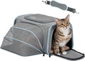Petsfit Small Expandable Cat Carrier for Air Travel, Up to 9 lb | 16 x 10 x 9 in; sized for Alaska Airlines, with locking zippers, an interior safety tether and multi-side ventilation.