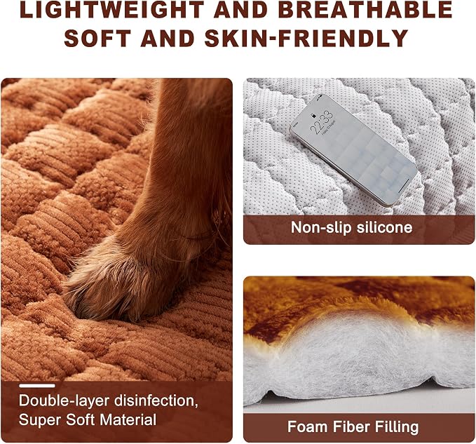 Couch Cover for Dogs Washable,Non-Slip Fuzzy Sofa Covers for Pets | Thick Soft Furniture Protector Fits Loveseat & Sectional,Against Fur&Dirt(Curry, 1pc/36"x80.1"/Seat Cover)