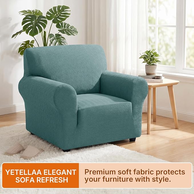 XINEAGE Stretch Armchair Slipcover, Non-Slip Pet Couch Cover,Light Blue | Washable Furniture Protector, Elastic Bottom, Dogs & Cats Friendly, Scratch-resistant, Fast Setup, High Elasticity