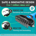 Maxpower Planet Dog Rake and Brush Set for Shedding, Undercoat & Mats | Deshedding Tool, Detangling, Self-Cleaning Design, Medium & Long Hair, For Cats Too, Gentle Grooming