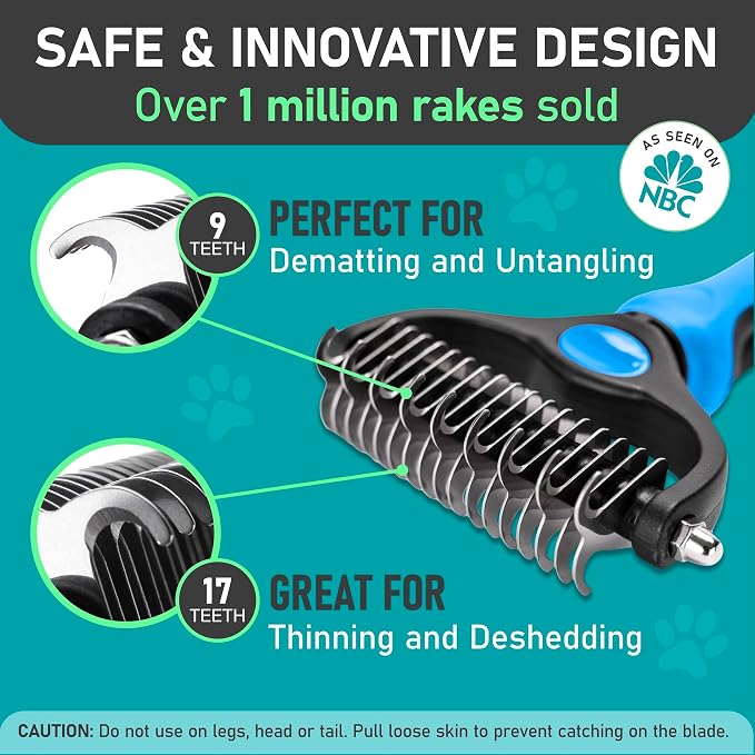 Maxpower Planet Dog Rake and Brush Set for Shedding, Undercoat & Mats | Deshedding Tool, Detangling, Self-Cleaning Design, Medium & Long Hair, For Cats Too, Gentle Grooming