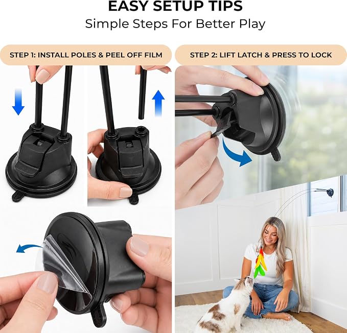 Cat Toys for Indoor Cats, Interactive Cat Toy Wand, Kitten Stuff, 18 Lures | Heavy Stable Base Prevents Toppling, Dual Suction Cup For Extra Play Options, Trigger natural feline hunting instincts today