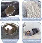 Trixie Cuddly Condos and Tunnel for Cats - Indoor Cat Furniture with Play Condos, Hideaway Tunnel, Dangling Cat Toys - Sisal Scratching Surface - Collapsible Design for Easy Storage, Gray