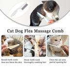 7PCS Dog Grooming Brush Kit for Shedding and Matted Fur, Self-Cleaning Slicker Brush with Undercoat Rake, Flea Comb for Long-Haired Pets, Grey