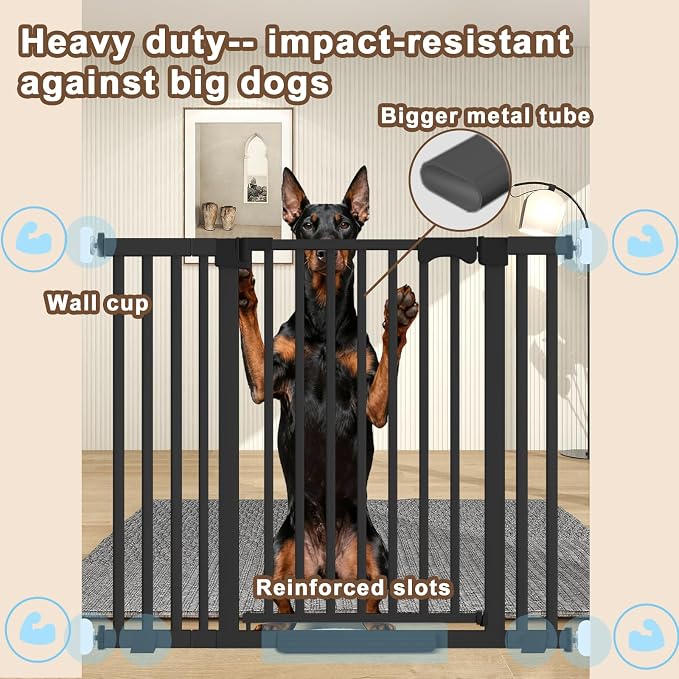 41" Extra Tall Baby Gate for Big Dog No Jumping Over, 30-49.2" Wide Pet Safety Gate Indoor for Doorways No Drilling,Auto Close Child Puppy Gates for Stairways Pressure Mounted (Black)