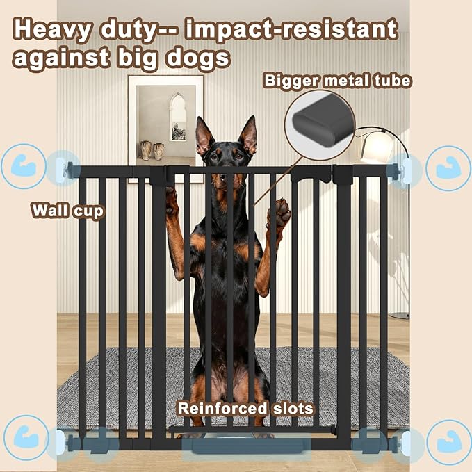41" Extra Tall Baby Gate for Big Dog No Jumping Over,54.7-63.0" Wide Pet Safety Gate Indoor for Doorways No Drilling,Auto Close Child Puppy Gates for Stairways Pressure Mounted (Black)