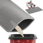 Powools Ultra-Large Cat Litter Mat, 27'' x 19", Double-Layer, Grey | Urine-Proof, Non-Slip Litter Trapping Mat, Easy to Clean, Kitty Litter Mats for Floor, Scatter Control