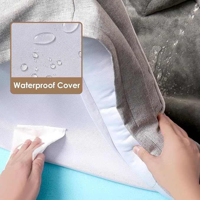 EHEYCIGA Orthopedic Dog Beds Large Sized Dog, Waterproof Washable Pet Bed | Non-Slip Bottom and Egg-Crate Memory Foam Dog Couch Bed with Washable Removable Cover, Grey