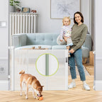 Reinforced 55" Wide Retractable Baby Gates for Doorways to Prevent Crawling Under, Outdoor Retractable Gate, Mesh Child Safety Gates for Toddlers, Indoor/Outdoor Baby Gate for Deck/Porch/Patio, White