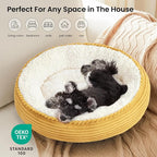 Love's cabin Round Donut Cat and Dog Cushion Bed, 24in Pet Bed for Small or Medium Dogs, Anti-Slip & Water-Resistant Bottom, Soft Durable Fabric Pet Beds, Washable Calming Cat Bed Yellow