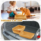 Tessco for you 30 Pack Disposable Cat Litter Boxes, Plastic Leakproof Litter Trays for Cats, Disposable Travel or Temporary Litters Pan for Kittens and Small Pets, 16.7 x 10.5 x 3.4 Inch(Light Brown)