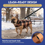 ASENKU Reversible Dog Winter Coat, Dog Jacket for Small Medium Large Dogs | Windproof Plaid Fleece Lining for Cold Weather, Water-resistant Outer Shell, Puppy Puffer Vest with Leash Hole, Coffee S