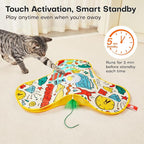 Potaroma Interactive Cat Feather Toys, Hide and Seek Moving Feather Wand | Rechargeable Touch Activated Indoor Kitten Exercise Kicker, Mouse Squeaky, Graffiti Cover