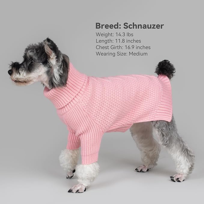cyeollo Dog Sweater Long Sleeve Knitted Turtleneck Pullover Warm Clothes | Ultra Soft Warm Knit, Full Coverage, 4-Way Stretch for Easy Movement, Easy On & Off, Winter Daily Wear for Small Dogs
