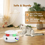 3-in-1 Interactive Cat Toy for Indoor Cats, White | Rechargeable Automatic, Fluttering Butterfly, Moving Feather, Smart Sensor 6 Holes Whack-A-Mole, Track Balls