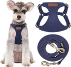 Puppytie Dog Harness with Multifunction Dog Leash,Soft Adjustable No Choke Escape Proof Pet Harness Vest for Medium Dogs or Large Dogs,Navy,M