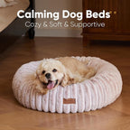 FUKUMARU Small Dog Bed, 25" Orthopedic Dog Bed for Puppies, Donut Cat Beds | Gradient Color Calming Donut Dog Beds for Small Dogs, Round Pet Bed with Washable Cover, Cute Cat Bed for Indoor Cats, Pink