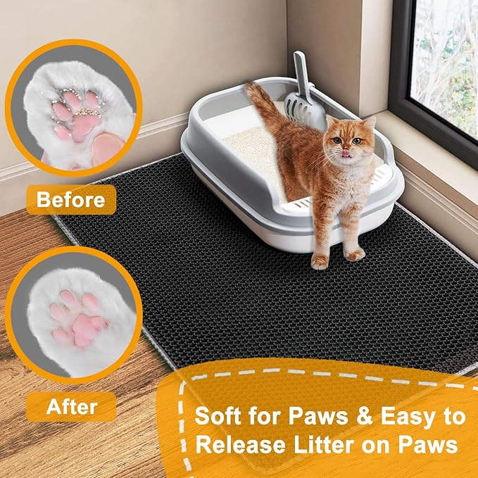 Extra Large Cat Litter Mat, XL 47"x28" Litter Trapping Mat for Cat,Litter Box Matt for indoor, 2 Layer Catcher Rug for Multiple-Pet kitty Litterbox, Waterproof Urine Proof,Clean Easily,Non-Slip