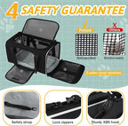 Petskd Small Pet Carrier 17" L x 12" W x 8.5" H Airline Approved, Black | for JetBlue/Frontier/Spirit Airlines, Lockable Safety Zippers and Anti-Scratch Mesh, Pets Under 8 lbs