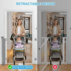 EZIGO 71 Inch Retractable Baby Gates Extra Wide Baby Dog Gate for Stairs | 34 Inch Tall Retractable Dog Gate, One-Hand Operation Mesh Safety Pet Gate for Deck, Porch, Doorways Indoor Outdoor, Gray
