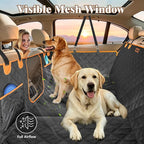 Dog Car Seat Cover for Back Seat – 900D Oxford Heavy Duty Hard Bottom Extender, Waterproof Dog Hammock with Mesh Window, Joint-Friendly Sponge Pad, Supports 600LBS – Fits Sedan/SUV