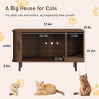 Halitaa 37.4" Cat Litter Box Enclosure with Scratch Pad, Sliding Door | Litter Box Enclosure Furniture Hidden Litter Box, Modern Indoor Cat House, TV Stand, Side End Table for Living Room, Walnut