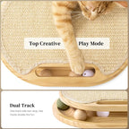 ZOMISIA Cat Scratcher with Ball Track Toy, Sisal Scratch Pad for Indoor Use | Wooden Interactive Cat Puzzle Toys for Adult Cats, Kitten Mental Stimulation Self Play Home Enrichment, Spinning Balls