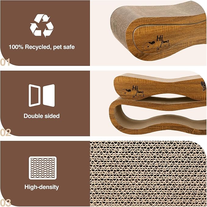 Cat Scratcher, 2 in 1 Cardboard Cat Scratchers for Indoor Cats Scratch Pad | Pet Cat Supplies for Scraching & Napping & Hiding, as Scratching Post Couch Lounger Bed Furniture Protector, XLarge 34.2 Inch