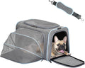 Petsfit Large Expandable Cat Carrier for Travel, Up to 18 lb | 19 x 12 x 12 in; roomy expandable space with a reinforced frame, locking zippers, interior safety tether and large pocket.