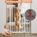 40" Extra Tall Baby Gate No Drilling, Auto Close Dog Gate, White | Indoor for Doorways & Stairs, Pressure Mounted 29"-40" Wide Pet Gate, Easy Walk Through Gate for Baby & Pet Stroller Friendly