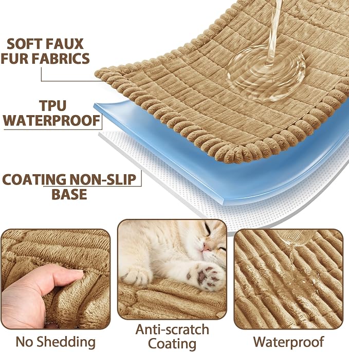 FUANGUI Waterproof Couch Cover Sofa Cover for Dogs and Pets Sofa Protector | Non-Slip Washable Fuzzy Soft Cat Bed Sofa Slipcover for 2-3 Cushion Couch Sofa Pet Friendly, Camel, 27.6" x 70.9", 1 pcs