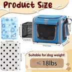 DaisyInner Dog Basket for Bike, Expandable Pet Carrier with Cooling Mat for Bicycle Handlebar, 2 Mesh Doors, Reflective Strips, Soft-Sided Travel Bag for Small & Medium Pet up to 8 kg(Blue)