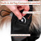 Waterproof Dog Suspender Boots with AirTag Compatible Pocket, Anti-Slip Reflective Dog Shoes, Adjustable Stay-On Paw Protector for Small Medium Large Dogs, Outdoor Walking Rain Snow (Black, L)