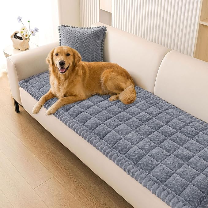 Smiry Couch Cover for Dogs, Non Slip Fuzzy Pet Sofa Covers Washable | Sofa Slipcovers for 2 Cushion Couch, Soft Thick Furniture Protector for Cats Dogs, Against Fur, Dirt, Scratch (27.6"x47")