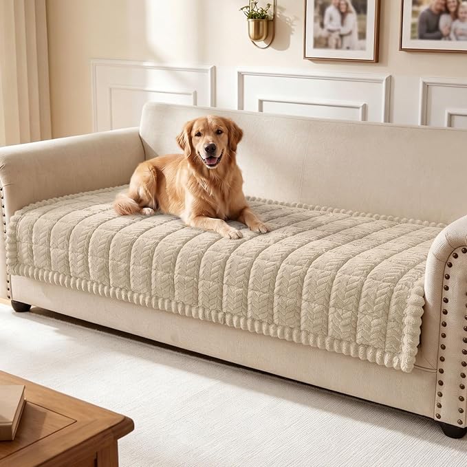 Smiry Couch Cover for Dogs, Non Slip Fuzzy Pet Sofa Covers Washable | Sofa Slipcovers for 3 Cushion Couch, Soft Thick Furniture Protector for Cats Dogs, Against Fur, Dirt, Scratch (35.4"x70.9")