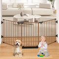 29.4-78" Extra Wide Baby Gate, Long Dog Gates Indoor for Stairs | Essential Large Gate for Child Toddler with Anti-Trip Pedal, Adjustable Pet Gate for Doorways, 28" Tall 3 Metal Panels Brown