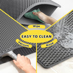Cat Litter Mat, 30"x24", Waterproof, Easy to Clean (Grey-1Pack) | Double-Layer Honeycomb for Effective Litter Trapping, Premium Durable EVA, Non-Slip, Paw-Friendly Soft Surface