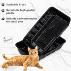 Tessco for you 30 Pack Disposable Cat Litter Boxes, Plastic Leakproof Litter Trays for Cats, Disposable Travel or Temporary Litters Pan for Kittens and Small Pets, 16.7 x 10.5 x 3.4 Inch(Black)