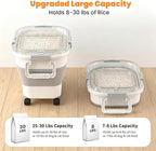 30 Lbs Rice Container, Collapsible Dog Food Storage Container | Airtight Cat Food Container with Wheels, Transparent Lid, Measuring Cup, Scoop and Handle, BPA Free for Pet Food, Bird Seed